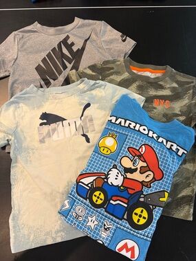 NWOT Bundle of 4 Kids Tee’s in size 4T NIKE PUMA MARIOKART